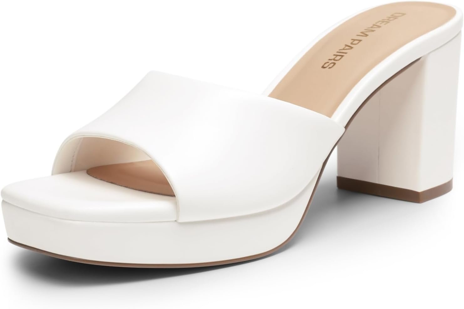 DREAM PAIRS Women’s Platform Block Heel Mule Sandals, Square Toe Ankle Strap Slip On Comfortable Heeled Sandals for Party Wedding Shoes