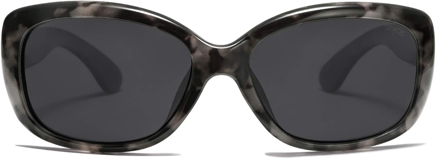 SOJOS Vintage Square Sunglasses for Women Polarized UV Protection Havana Frame SJ2111