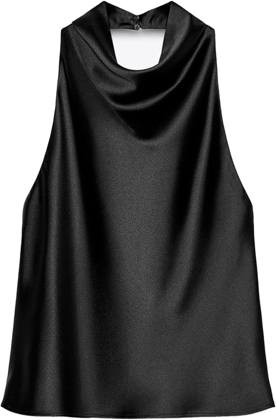 Women’s Satin Tank Top Backless Halter Neck Camisole Elegant Draped Front Loose Fit Sexy Summer Tops