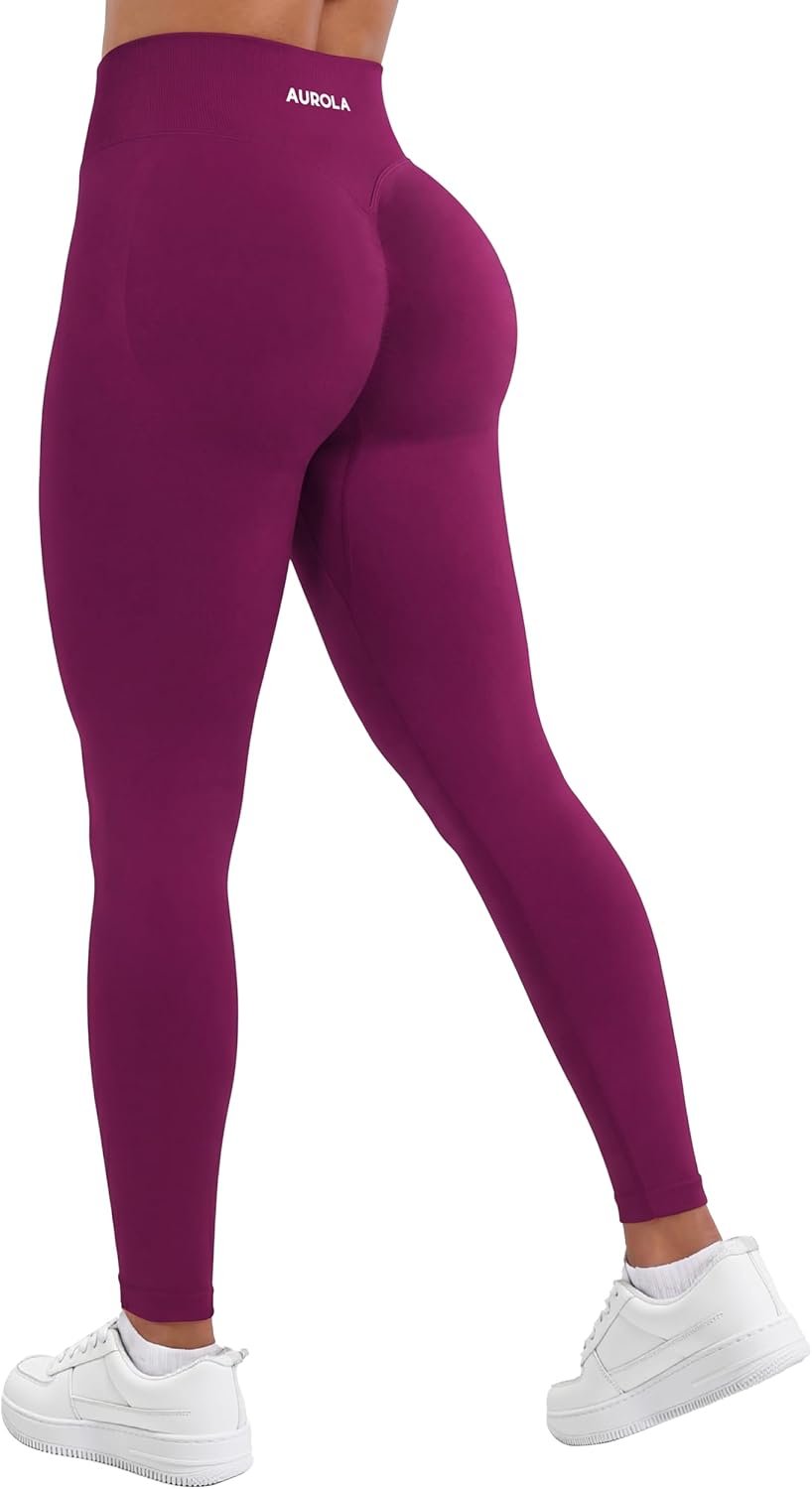 AUROLA Influence Workout Leggings for Women, Seamless Compression Tummy Control Leggings Mid Rise Yoga Pants