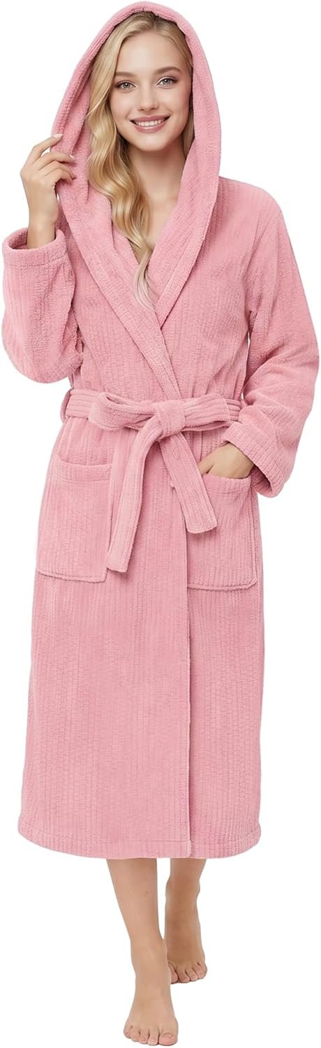 PJGGZ Hooded Bathrobes for Women, Soft Long Towel Robes for Women – Quick Dry yet Warm