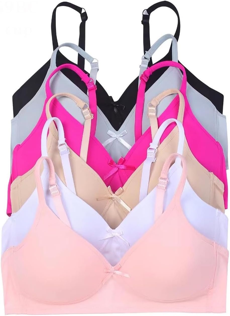 6 Pieces No Wire Full Cup Plain/Lace Light Padded Wire Free Bra A/B/C/D/DD