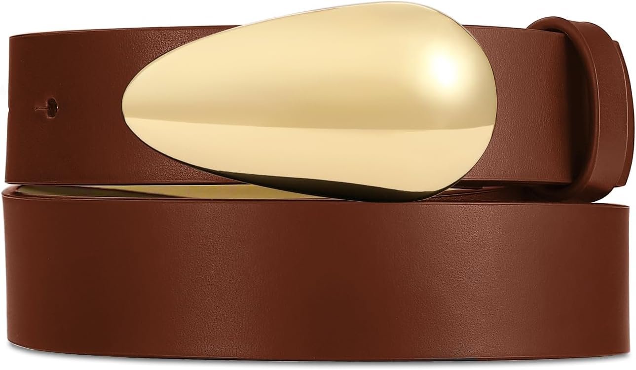 RISANTRY Women Leather Belt Fashion Belt for Women Gold Buckle Perfect for Jeans