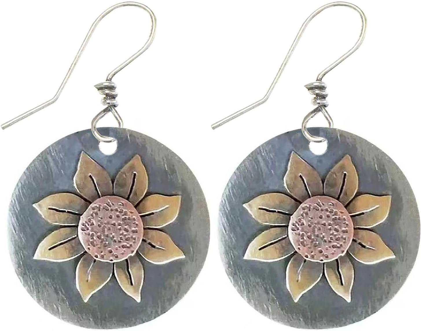 Boho Earrings, Gray Teardrop Earrings, Flower Earrings, Dangle Ethnic Earrings for Women, Handmade Bohemian Trendy Boho Vintage Jewelry