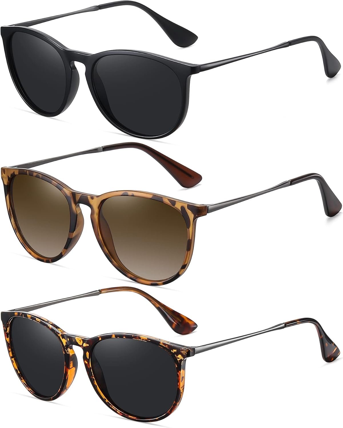 WOWSUN Retro Polarized Sunglasses Womens Trendy Round Classic Glasses