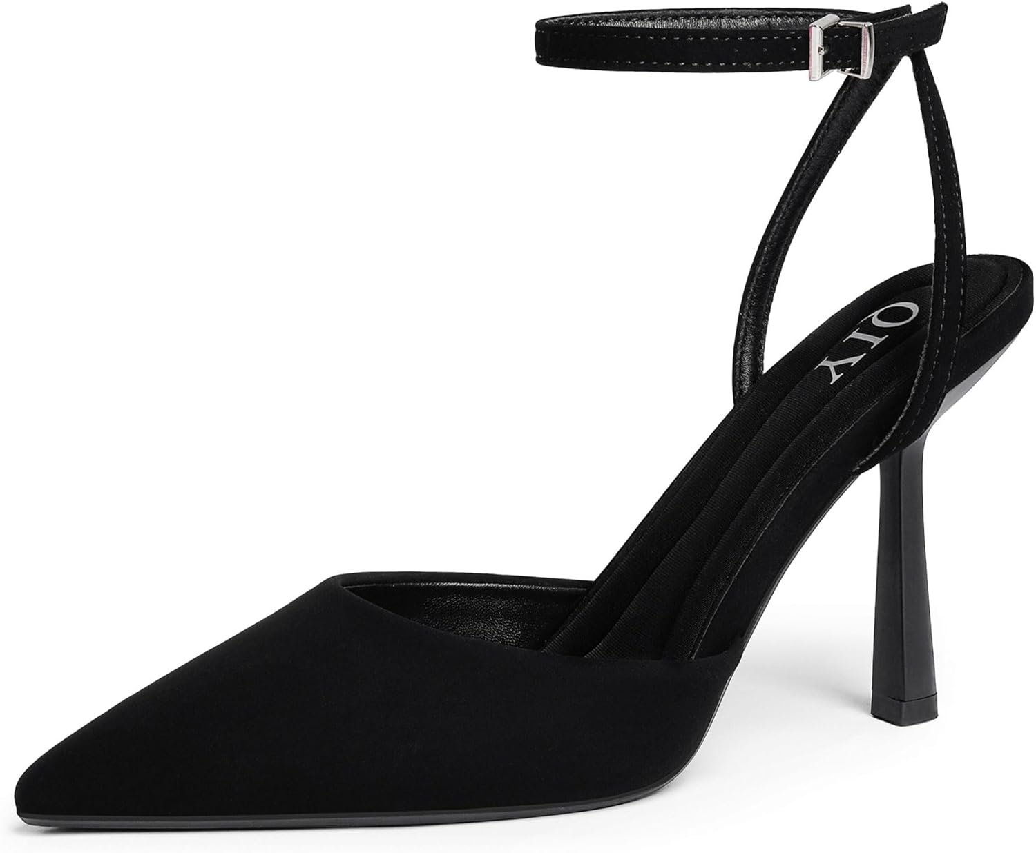 QIY Closed Toe Ankle Strap Heels Women Pumps Pointed Toe Heeled Sandals for Women Stiletto Wedding Dress Shoes