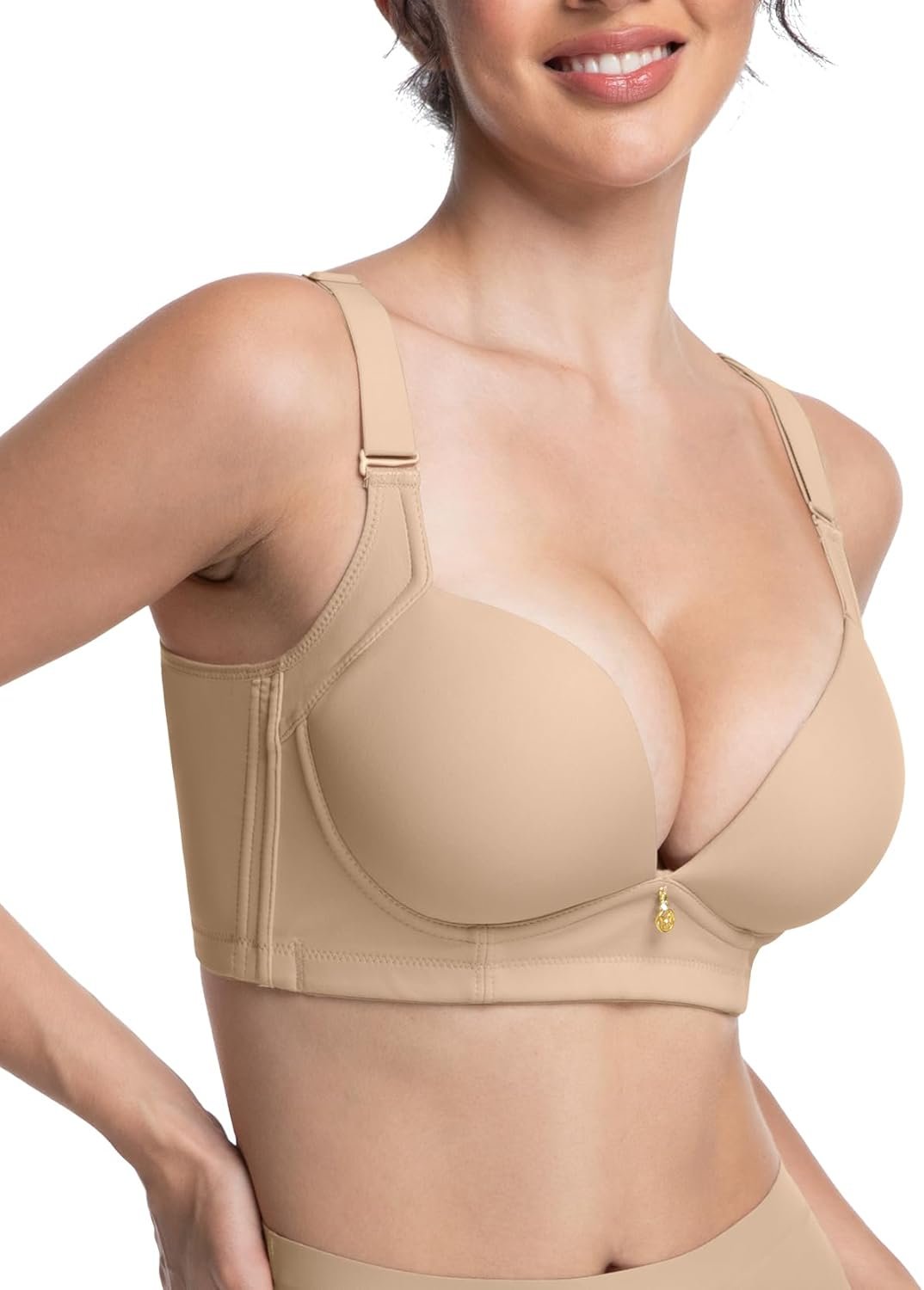 FallSweet Wireless Add 2 Cups Padded Plunge Bras Back Smoothing Push Up Brasieres