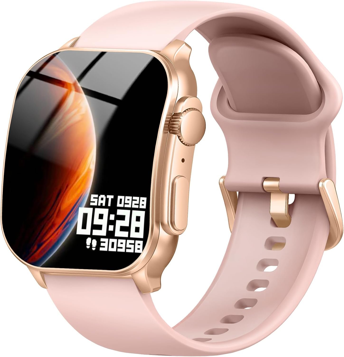 Smart Watch for Women, 2.01″ AMOLED Curved Display Fitness Tracker with Answer/Make Calls, 100+ Sport Modes, 24/7 Heart Rate/Sleep Monitor/Pedometer, IP68 Waterproof SmartWatch, for Android iOS Pink