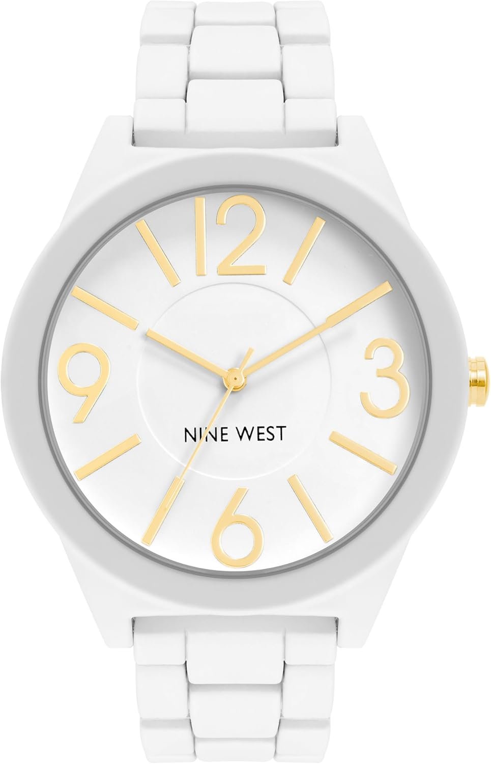 Nine West Women’s Metal Bracelet Watch with Rubberized Coating