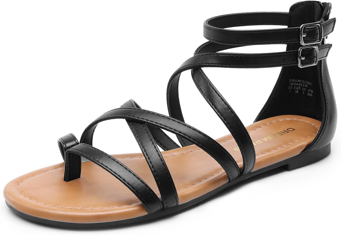 DREAM PAIRS Women’s Dressy Gladiator Summer Cross Strappy Sandals Comfort Flat Casual Beach Fisherman Thong sandals