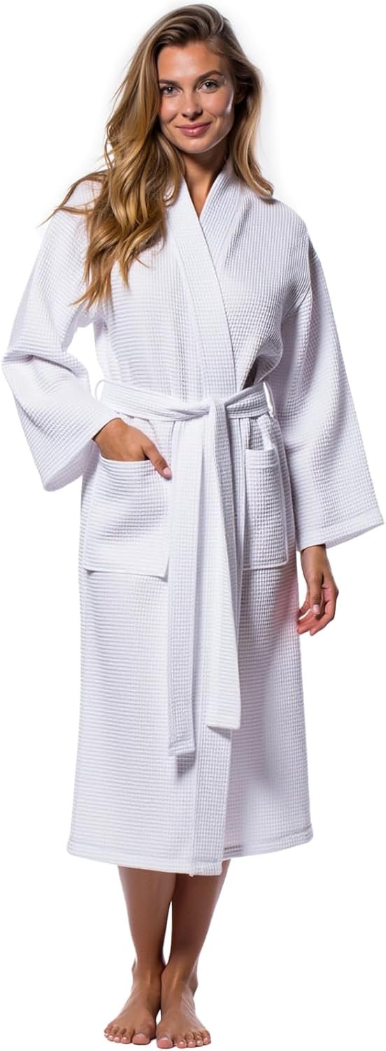 Turquaz Lightweight Full-Length Robes For Women Waffle Kimono Bathrobe – Soft, Fast-Drying, Long-Lasting Cotton Blend Unisex