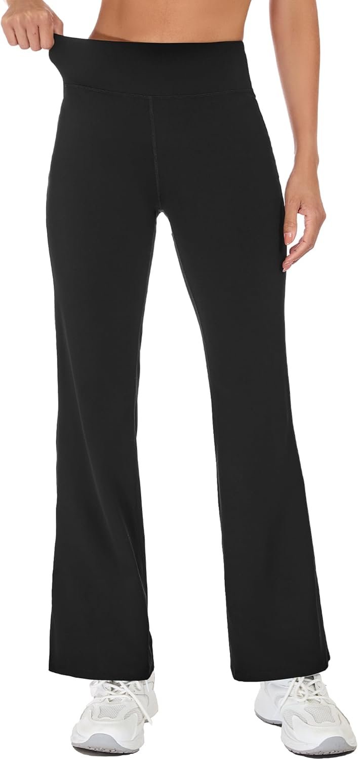 High Waist Mini Flared Leggings for Women, Tummy Control Casual Flare Yoga Pants for Yoga Workout Gym