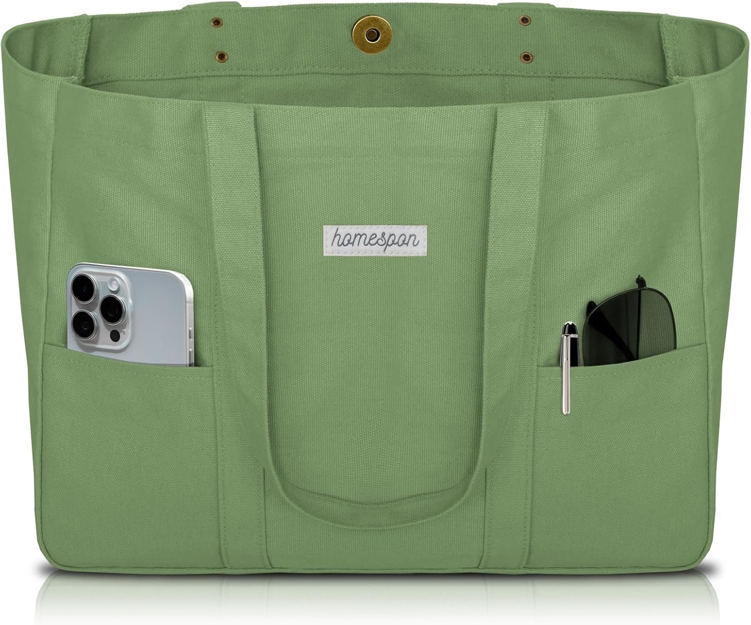 HOMESPON Large Canvas Tote Bag for Women Everything Bag with Pockets and Laptop Sleeve