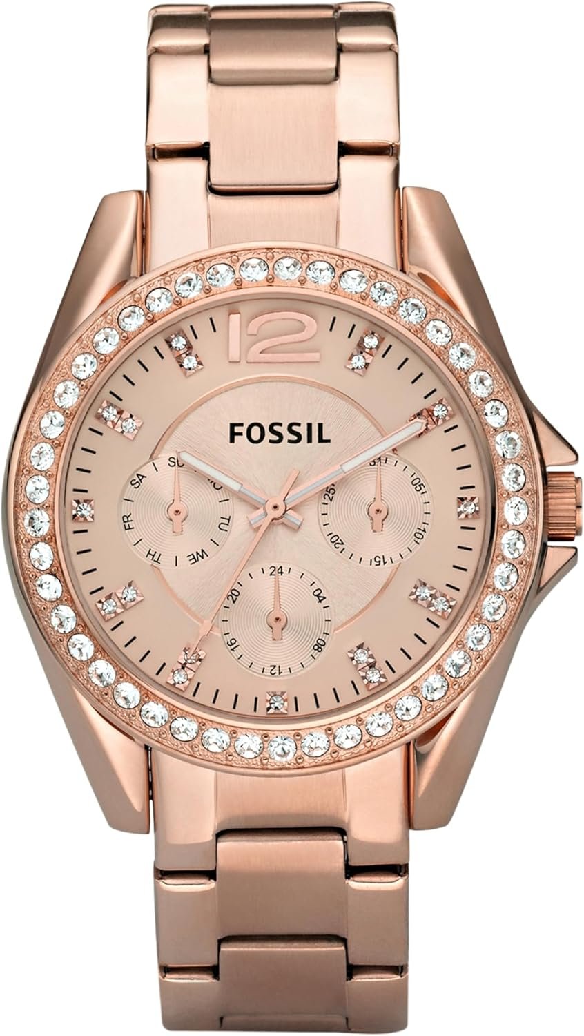 Fossil Women’s Watch, Riley Quartz Stainless Steel Multifunction Watch for Women