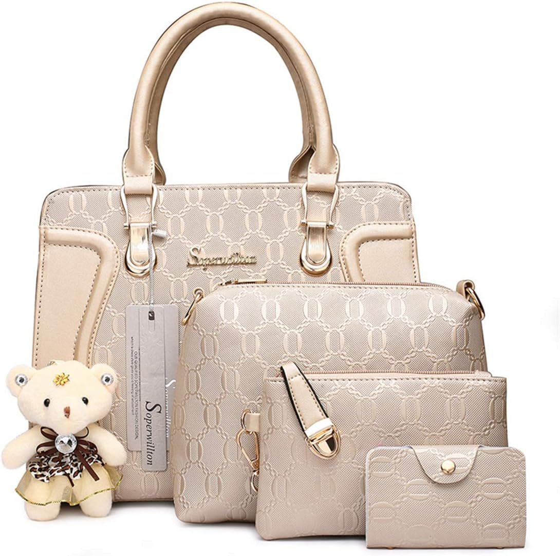 Women’s Fashion Handbags Tote Bags Shoulder Bag Top Handle Satchel Purse Set 4pcs