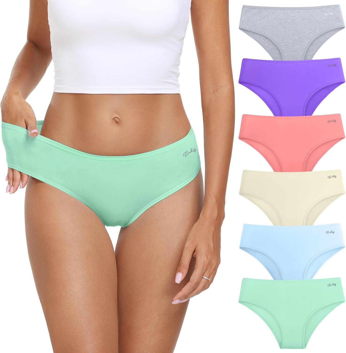 coskefy Women’s Underwear Cotton Hipster Panties Low Rise Briefs Soft Strench Breathable Ladies Bikini Underwear 6 Pack