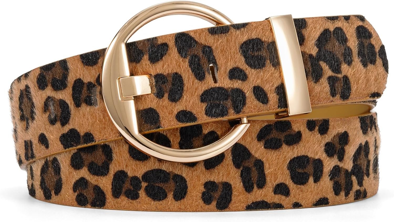 Women’s Leopard Print Leather Belts for Women, Cheetah Print Belt, Width 1.46″