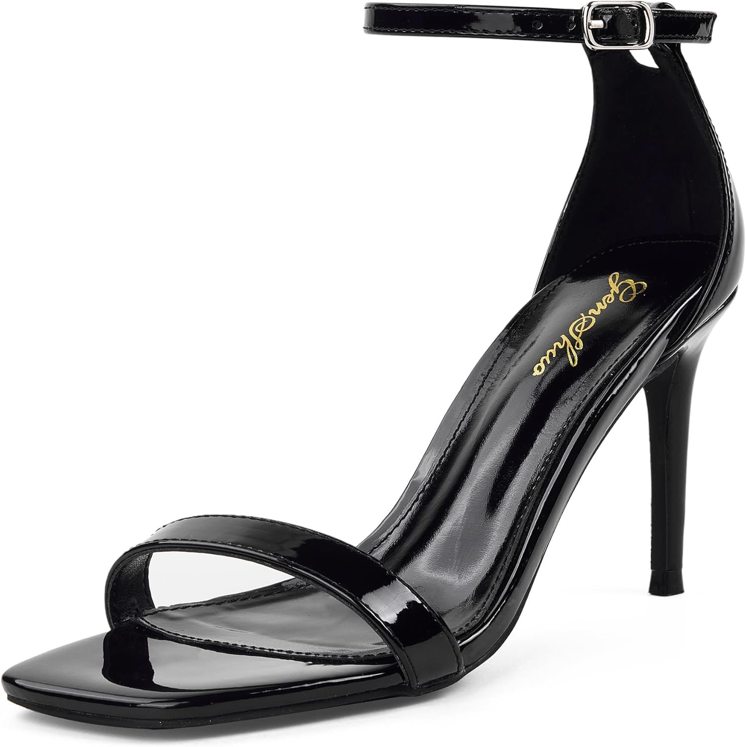 GENSHUO Women’s Heeled Sandals Dressy Strappy Stiletto High Heels 3 Inch Square Open Toe Ankle Strap Buckle Sexy Prom Wedding Dress Shoes Ankle Wrap