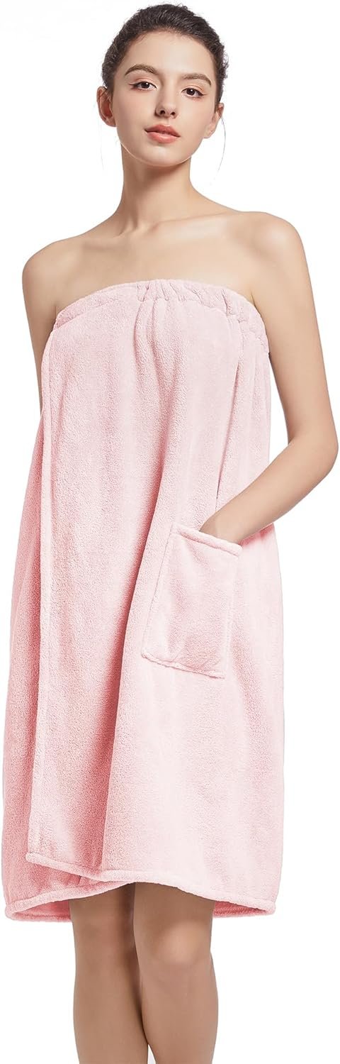 Women’S Soft Wrap Towel Full Length，Bath Robe After Shower Female Plush Long，Spa Bathrobes Lightweight With Pockets