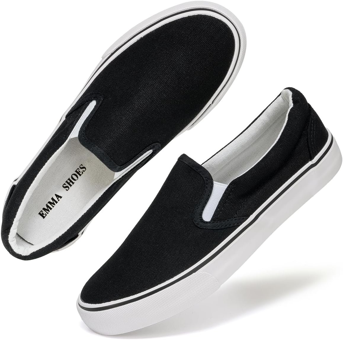 Emma Shoes Low-Top Slip Ons Women’s Fashion Sneakers Casual Canvas Sneakers for Women Comfortable Flats Breathable Padded Insole Slip on Sneakers Women Low Slip on Shoes