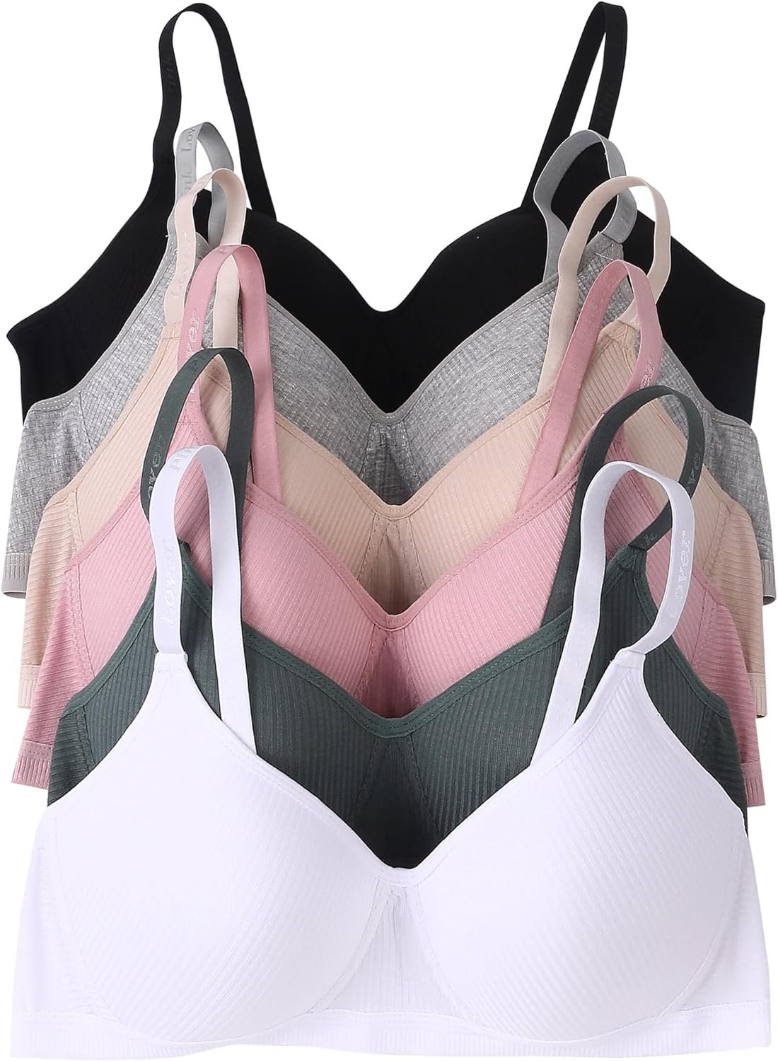 Viola’s Secret 6 Pack of Color Print T-Shirt Bras B Cup C Cup and D Cup