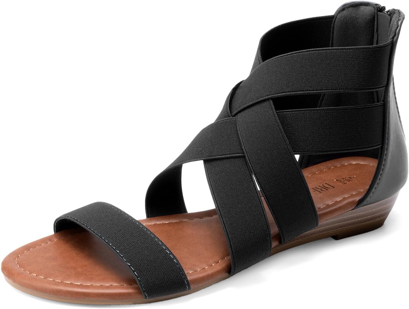 DREAM PAIRS Women’s Elastic Ankle Strap Sandals Gladiator Strappy Low Wedges Sandals