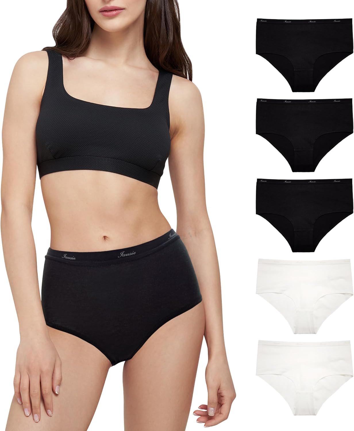 Womens Organic Cotton High Waisted Underwear for Women Ladies Soft Breathable Panties Comfort Briefs 5 Pack