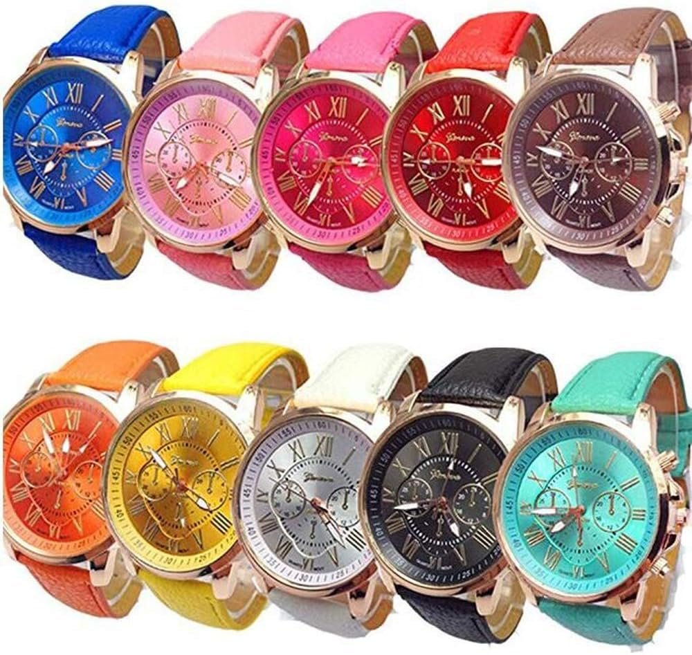 Wholesale Watches 10 Pack Fashion Ladies Women PU Leather Assorted Wrist Watch Set Roman Numerals Analog Quartz for Men Unisex