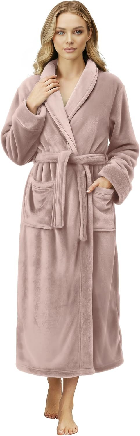 NY Threads Premium Womens Robe, Plush Fleece Long Bath Robe for Women, Fluffy Soft Women’s Bathrobe