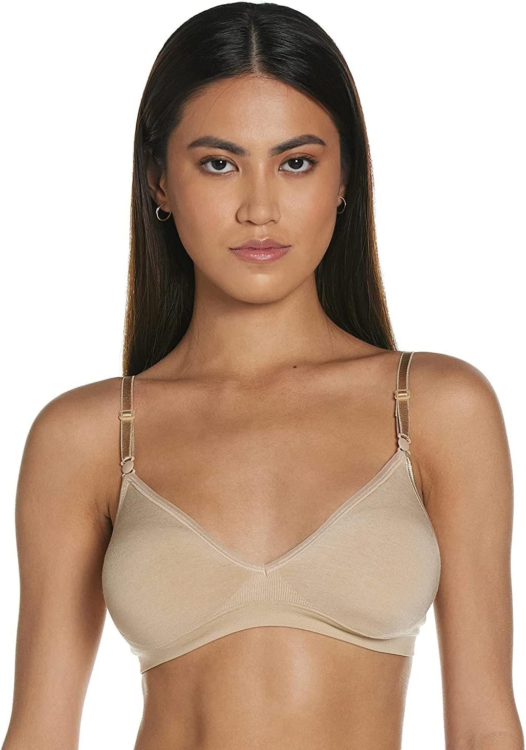 Hanes Women’s Wireless T-Shirt Bra, Comfy Support Lightweight Lounge Bra, Convertible Straps