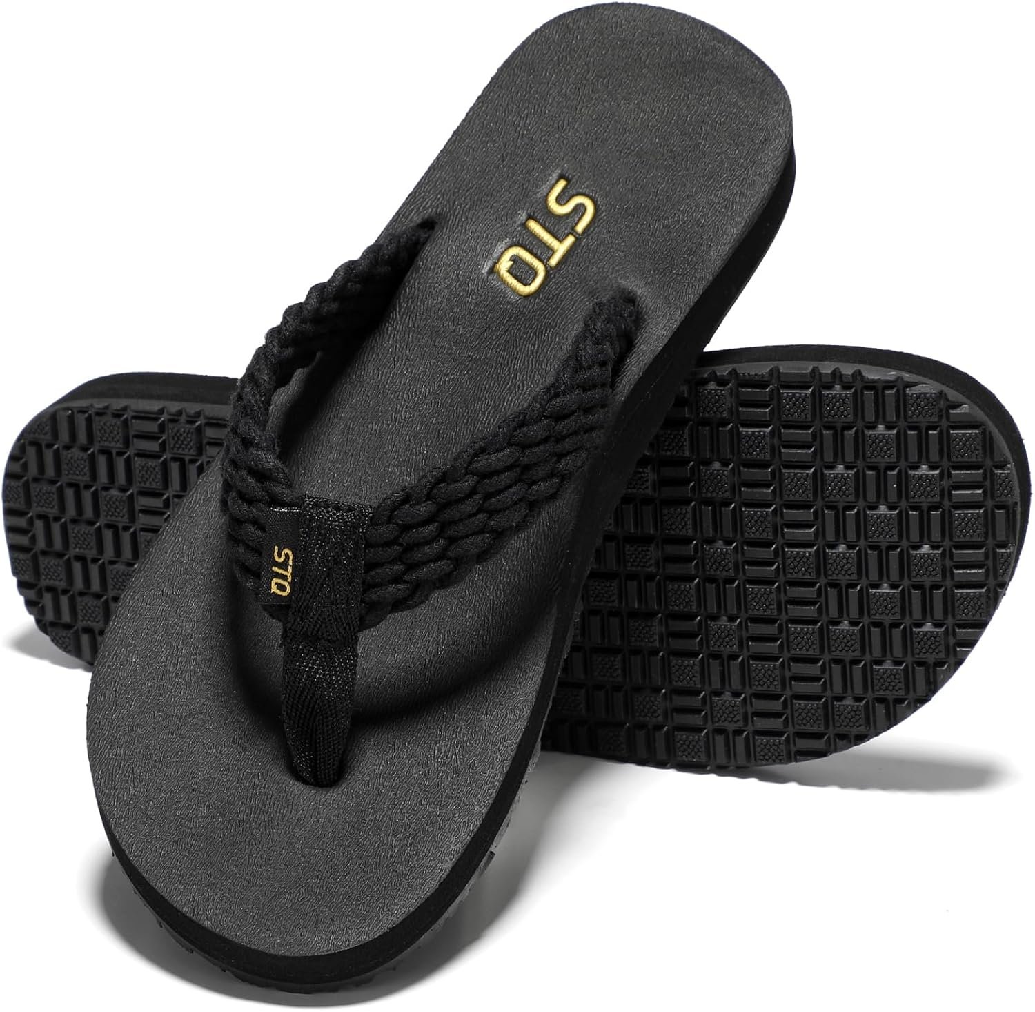 STQ Womens Quick Dry Flip Flops with Yoga Mat Sole丨Arch Support Thong Sandals