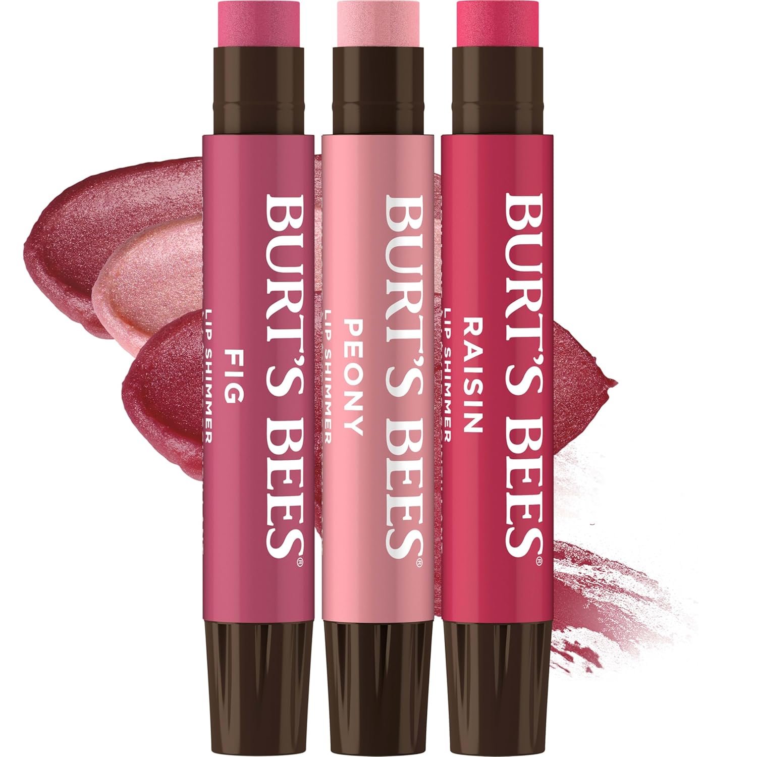 Burt’s Bees Lip Shimmer Nude Collection, Tinted Lip Balm Stick, Moisturizing for All Day Hydration with Natural Glowy Pigmented Finish & Buildable Color, 3 Warm Shades; Value Pack, 3 Tubes x 0.09 Oz