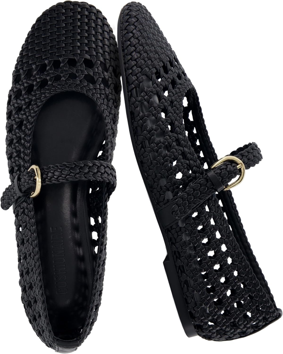CUSHIONAIRE Windsor Woven Womens Flats with Adjustable Strap – Comfortable Mary Jane Ballet Flats for Women