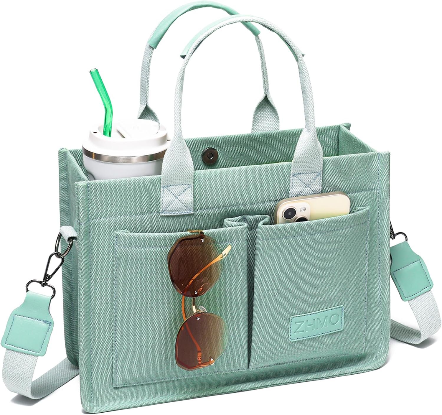 ZHMO Canvas Tote Bag for Women,Women’s Bags Crossbody Bags Work Laptop Tote Bag Large Handbags Purse for Travel Nurse Teacher