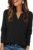 Gloria&Sarah Womens Casual Plaid Long Sleeve Shirts V Neck Fleece Tops Fall Winter Outfits