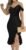 CHICME Womens Sexy Bodycon Party Dress Off The Shoulder Pearls Strap Midi Dress Ruffle Hem Cocktail Dresses