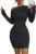 Acelitt Fall Off the Shoulder Dresses for Women 2025 Long Sleeve Ruched Bodycon Cocktail Party Mini Dress(Size Down)