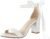 Ankis White Heels Wedding Shoes for Bride Women Chunky Heels Pearl Bow Heeled Sandals 2.75 Inch
