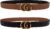 Women Reversible Leather Belt with Fashion G Gold Buckle for Dresses, Jeans, and Coats,width 1.1″