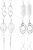 FUNEIA 6 Pairs Drop Dangle Earrings for Women Long Bar Double Twist Wave Curved Threader Cut Out Leaf Lightweight Earrings Set