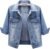 Unilexi Women’s 3/4 Sleeve Colored Cropped Denim Jacket Light Wash Short Jean Jacket Trucker Coat