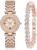 Women Luxury Watches Steel Band with Diamonds Bracelets Watches Set Quartz Wristwatch Wholesale