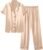 Ekouaer Satin Pajamas Set Women Short Sleeve Sleepwear Soft Button Down Loungewear Pjs Set