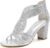 Women’s Rhinestone Sparkly Chunky Block Heel Sandals Open Toe Dressy Shoes with Zipper Closure for Wedding Prom Homecoming Hoco Formal Events