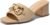 Coutgo Womens Raffia Slide Sandals Chunky Block Heeled Square Open Toe Metal Chain Slip on Mules Dressy Shoes