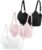 Eleplus 3 Pieces Deep V Wireless Bras for Women Seamless Comfy Bralettes Lightly Lined Multicolors Pack