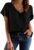 Fisoew Womens Silk Satin Blouses Cap Short Sleeve Dressy Casual Tops V Neck Summer Business Work Office Shirts