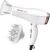 Conair Double Ceramic Hair Dryer with Ionic Conditioning, Includes Diffuser & Concentrator Nozzle, Frizz-Free Blow Dryer for All Hair Types, White, 566DCN