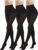 DDOBB 3 Pairs 80D Tights for Women Opaque Black High Waisted Stockings Womens Footed Pantyhose with Reinforced Toe