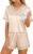WIHOLL Silk Pajamas for Women Short Sleeve Sleepwear Soft Lounge Sets 2 Piece Satin Pjs